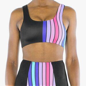 American Apparel Nylon Tricot High-Waist Bikini in Engineered Stripe Size S & M